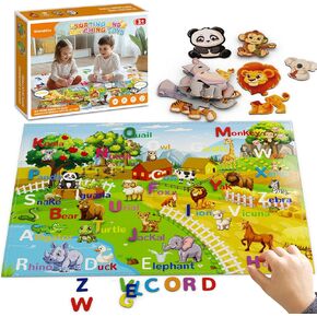 Sorting Toys for Toddlers, Wiznobliss Animal Puzzles Learning A B C Alphabet Matching Toys for Toddlers, Montessori Fine Motor Sensory Animal Alphabet Puzzle for 3+ Year Old.
