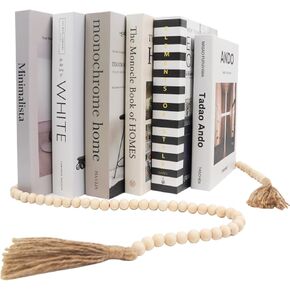6 PCS Folded Faux Books for Decoration for Coffee Table Decor with Wooden Beads,Decorative Books Set Books for Home Decoration, Living Room, Entryway, Bookshelf, and Entry Decor