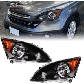 Halogen Headlight Headlamps Black Housing w/o Bulbs For 2007-2011 Honda CR-V CRV