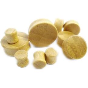 Pair (2PCS) WOOD BAMBOO PLUGS Double Flare Gauges Organic Ear Tunnels 9308