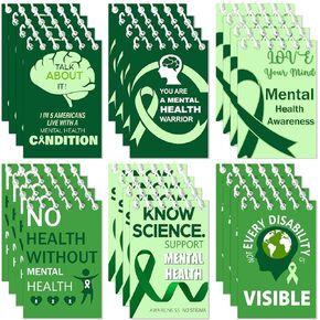 24 Pcs Mental Health Awareness Spiral Notebooks Mental Health Awareness Survivor Gift Green Ribbon Mini Notebook Know Science No Stigma Notebook Inspirational Notebook for Public Charity Events