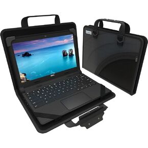 Zipperless 11-11.6 Inch Chromebook Case Protective Laptop Hard Cover Sleeve | EVA Lite Always-on Work in Case Mesh Pouch Adjustable Shoulder Strap
