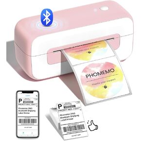Phomemo Bluetooth Thermal Shipping Label Printer, 2024 Upgrade 4x6 Desktop Thermal Label Printer for Shipping Packages/Small Business/Office/Home, for Amazon, Ebay, Shopify, Etsy, UPS, FedEx - Pink