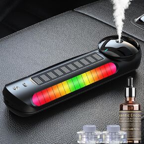 Smart Car Air Freshener, Solar Powered Car Diffuser, 70ML Essential Oil Diffuser Last 5 Months, Auto On/Off, Aluminum Alloy, 3 Mode Adjustable, Ambient Light, Car Scent Diffuser, Car Fragrance (Black)