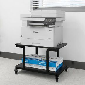 Natwind 3Tiers Larger Printer Stand 24''x20''x26'' Printer Table with Storage Shelf Rolling Printer Cart with Wheels Multifunctional Shelves for Home Office（Black）