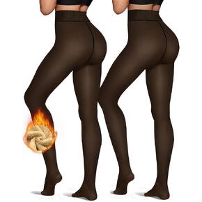 OEAK إمرأة 2 أزواج الصوف مبطن الجوارب طماق شير وهمية شفافة جوارب طويلة الجوارب الحرارية عالية الخصر القدمين كامد أسود 300 جرام S / M in Kuwait