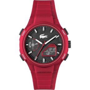 Lacoste LC33 Men's Analog and Digital Movement Watch, Silicone Strap, Water Resistant Up to 10ATM/100 Meters - Contemporary, Sporty - Premium Fashion Timepiece - Gift for Him - 45mm