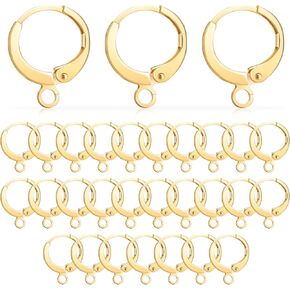 Gold Earring Hooks,Huggie Earrings,Stainless Steel Earring Hooks,Hypoallergenic Earring Hooks,Earring Hoops for Jewelry Making Hypoallergenic,Hoop Earrings for Jewelry Making Supplies,30pcs