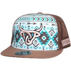 LOST CALF 3D Brown Logo Turquoise Aztec - Hats Cap, One Size-X-Large