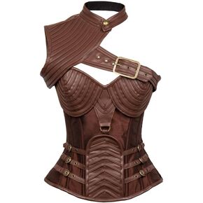 Moonight Steampunk Corset Top Overbust Leather Corset Gothic Steel Boned Pirate Corset Outfit