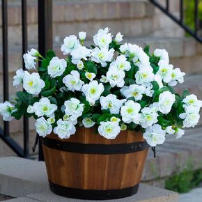 Artificial Faux Red Flowers Plants for Outdoor Outside Winter Christmas Decor, Fake Silk Camellia UV Resistant Look Real for Planter Porch Patio Balcony Garden Table Indoor, 3 Bundles