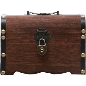 Ragyzity Wooden Piggy Bank, Money Saving Bank, Safe Money Box Savings with Lock Wood Carving, Creative Vintage Wooden Box, Rustic Small Wooden Box Decorative Coin Bank, Gift for Boys and Girls (M)