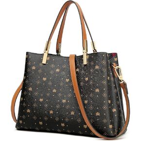 FOXLOVER PVC Leather Satchel Bags for Women Crossbody Purses Top-Handle Handbag Medium Size Tote Multi-Compartment