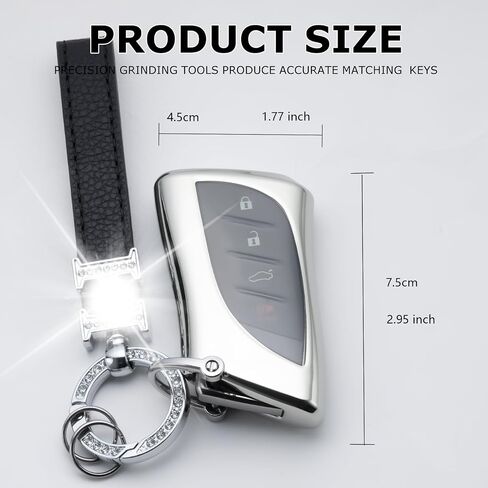 سلسلة مفاتيح لجراب غطاء مفتاح Lexus Key Fob مناسب لـ 2018-2024 ES200، ES350، LC500، LS500، UX200، ES300h، GX460، RX350h، NX450 in Kuwait