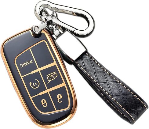RICHBULL For Jeep Key Fob Cover with Leather Keychain,Premium Soft TPU Protection Key Case for Jeep Smart Key 3 4 5 Buttons Protector Challenge（White ） in Saudi Arabia
