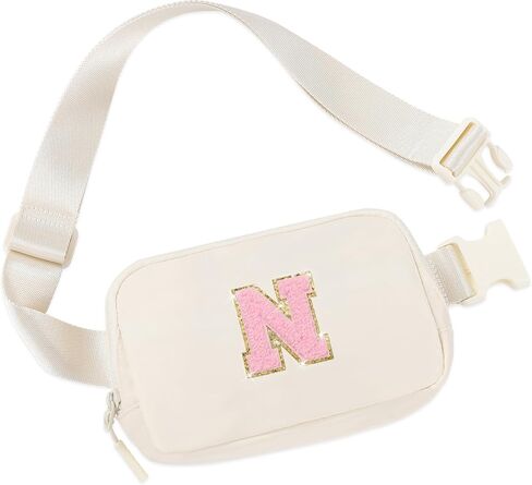 هدية عيد ميلاد Etercycle حقيبة حزام Fanny Pack، حقيبة كروس على شكل حرف أولي للفتيات المراهقات، أشياء Preppy لـ 6 7 8 9 10 11 12 13 عامًا للفتيات المراهقات، أساسيات السفر اللطيفة للفتيات المراهقات (N، بيج) in Saudi Arabia
