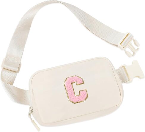 هدية عيد ميلاد Etercycle حقيبة حزام Fanny Pack، حقيبة كروس على شكل حرف أولي للفتيات المراهقات، أشياء Preppy لـ 6 7 8 9 10 11 12 13 عامًا للفتيات المراهقات، أساسيات السفر اللطيفة للفتيات المراهقات (N، بيج) in Saudi Arabia