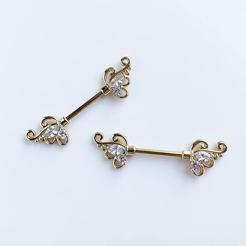 316L Stainless Steel Nipple Rings, Surgical Steel Nipple Bars, 14G Nipple Piercing Barbell, Sparkle Cubic Zircons CZ, Nipple Piercing Jewelry in Saudi Arabia
