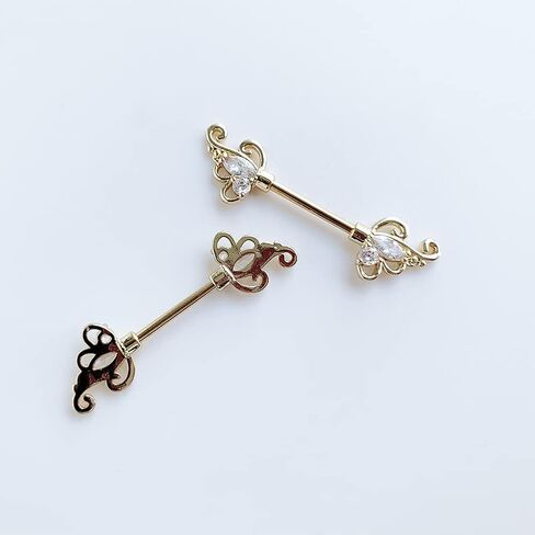 316L Stainless Steel Nipple Rings, Surgical Steel Nipple Bars, 14G Nipple Piercing Barbell, Sparkle Cubic Zircons CZ, Nipple Piercing Jewelry in Saudi Arabia