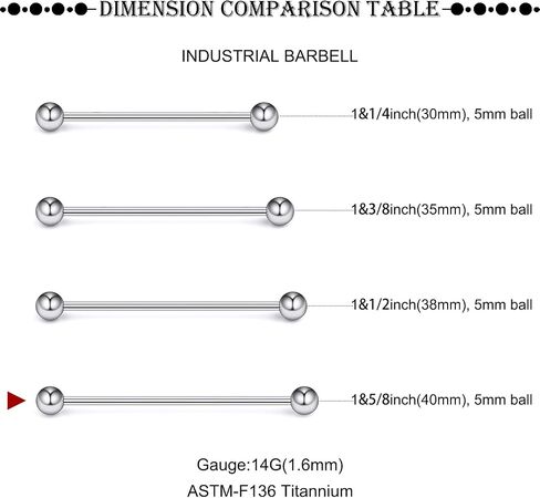 14G 16G ASTM F136 التيتانيوم حلقات اللسان الحلمة المستقيمة الصناعية القرط الحديد G23 زرع الصف الصلبة التيتانيوم الحلمة اللسان الغضروف القضبان ثقب المجوهرات للنساء الرجال 12 مم - 40 مم in Kuwait