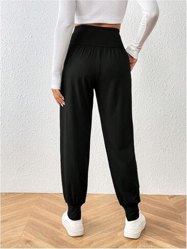 Women's Elastic High Waisted Joggers Pants Sports Workout Sweatpants Casual Lounge with Pockets in Saudi Arabia