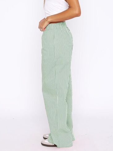 Balimtoy Womens Casual Striped Wide Leg Trousers Y2k Stripe Elastic Low Rise Loose Pajamas Lounge Pants with Pockets in Saudi Arabia