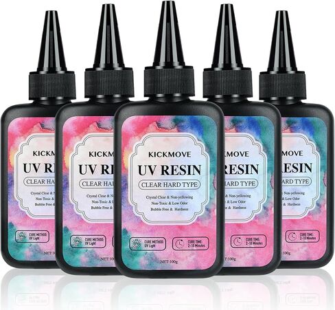 kickmove UV Resin,Upgraded Crystal Clear Hard Ultraviolet UV Resin Kit,Fast Curing UV Resin Kit for Jewelry Making, Molds,DIY Craft in Saudi Arabia