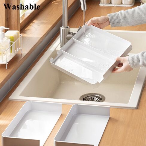Shallow Drawer Organizer, 2 Pack Expandable Office Drawer Organizers Dividers, Pen Organizer for Desk, Tray Box Accessories for Desktop, Bathroom, Kitchen, Makeup, Vanity, Medicine in Saudi Arabia