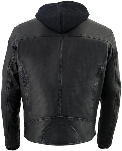 Milwaukee Leather MLM1552 Men's Black Leather ‘Utility Pocket’ Vented Scooter Style Motorcycle Jacket w/Hoodie in Saudi Arabia