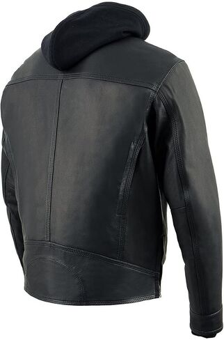 Milwaukee Leather MLM1552 Men's Black Leather ‘Utility Pocket’ Vented Scooter Style Motorcycle Jacket w/Hoodie in Saudi Arabia