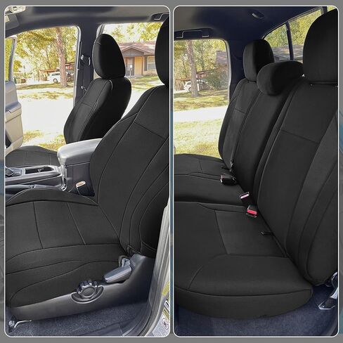 أغطية المقاعد الخلفية المخصصة من SAPUBK يمكن استبدالها لسيارة Toyota Tacoma 2016-2024 مع ملحقات غطاء مقعد النيوبرين، باللون الأسود in Kuwait