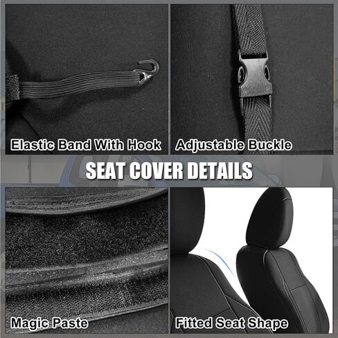 أغطية المقاعد الخلفية المخصصة من SAPUBK يمكن استبدالها لسيارة Toyota Tacoma 2016-2024 مع ملحقات غطاء مقعد النيوبرين، باللون الأسود in Kuwait