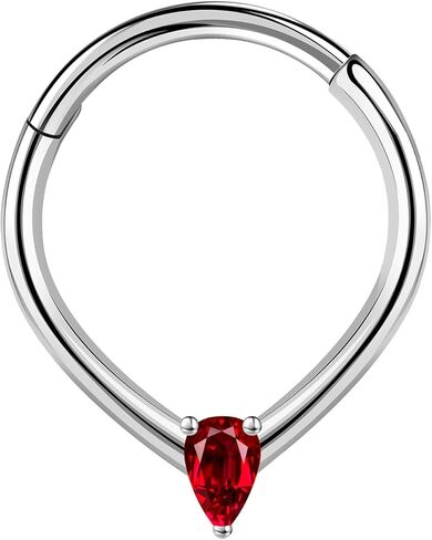 ZS 1 Piece Cubic Zircon Septum Rings Nose Ring, 16G Stainless Steel Nose Piercing Nose Jewelry Hinged Segment Ring Cartilage Earring Hoop Water Drop Daith Ear Piercing for Women Men in Kuwait