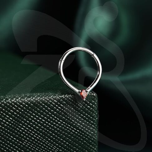 ZS 1 Piece Cubic Zircon Septum Rings Nose Ring, 16G Stainless Steel Nose Piercing Nose Jewelry Hinged Segment Ring Cartilage Earring Hoop Water Drop Daith Ear Piercing for Women Men in Kuwait