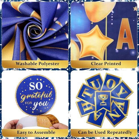 We Appreciate You Decorations Blue Gold Thank You for All You Do Banner Honeycomb Centerpieces Hanging Swirls Employee Staff Appreciation Gift Pastor Teacher Doctor Retirement Appreciation Party Decor in Saudi Arabia