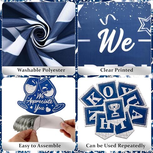 We Appreciate You Decorations Blue Gold Thank You for All You Do Banner Honeycomb Centerpieces Hanging Swirls Employee Staff Appreciation Gift Pastor Teacher Doctor Retirement Appreciation Party Decor in Kuwait