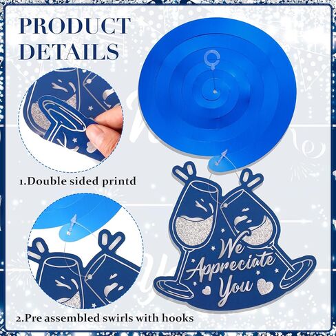 We Appreciate You Decorations Blue Gold Thank You for All You Do Banner Honeycomb Centerpieces Hanging Swirls Employee Staff Appreciation Gift Pastor Teacher Doctor Retirement Appreciation Party Decor in Kuwait