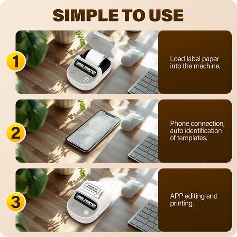 طابعة ملصقات حرارية HPRT T20 بلوتوث، أجهزة طباعة ملصقات محمولة متوافقة مع Android وiOS، الكمبيوتر الشخصي للحياة اليومية والأعمال، مع ملصق 1 لفة 2 بوصة، أبيض in Kuwait