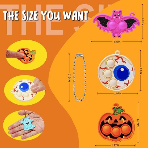 72Pcs Halloween Party Favors, Fidget Toys Bulk Mini Pop Bubbles with Keychain, School Classroom Prizes Box Fidgets Toys for Kids Toddlers Adult, Goodie Bag Stuffers, Treasure Chest box, Halloween Toys in Saudi Arabia
