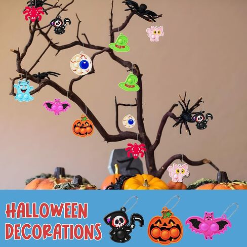 72Pcs Halloween Party Favors, Fidget Toys Bulk Mini Pop Bubbles with Keychain, School Classroom Prizes Box Fidgets Toys for Kids Toddlers Adult, Goodie Bag Stuffers, Treasure Chest box, Halloween Toys in Saudi Arabia