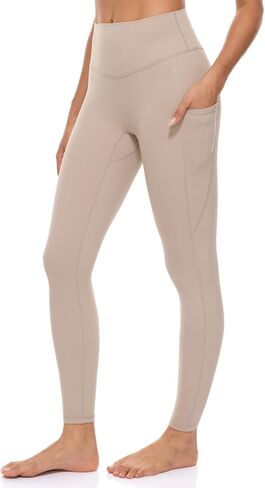 Lavento Women's Active Sculpt Workout Leggings 25" - No Front Seam Yoga Legging with Pockets in Kuwait