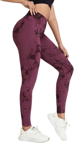 Tie Dye High Waist Seamless Leggings for Women Tummy Control Compression Gym Workout Yoga Pants Elastic Tights in Saudi Arabia