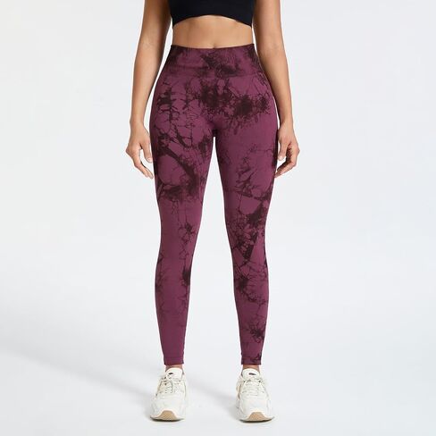 Tie Dye High Waist Seamless Leggings for Women Tummy Control Compression Gym Workout Yoga Pants Elastic Tights in Saudi Arabia