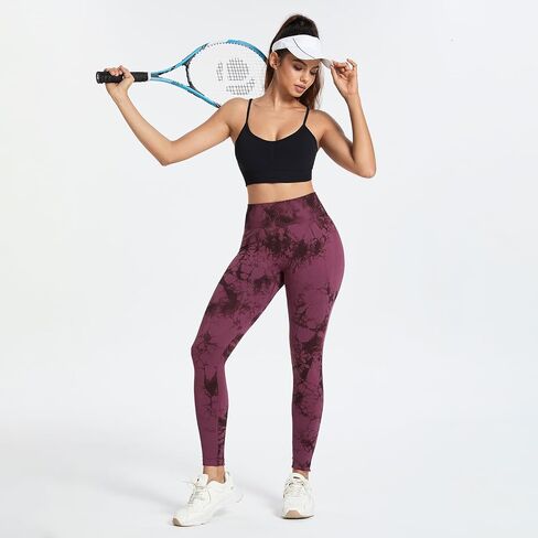 Tie Dye High Waist Seamless Leggings for Women Tummy Control Compression Gym Workout Yoga Pants Elastic Tights in Saudi Arabia