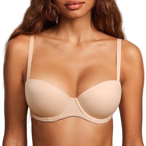 DOBREVA Women's Lightly Padded Balconette Bra Tshirt Supportive Underwire Plus Size Demi in Kuwait
