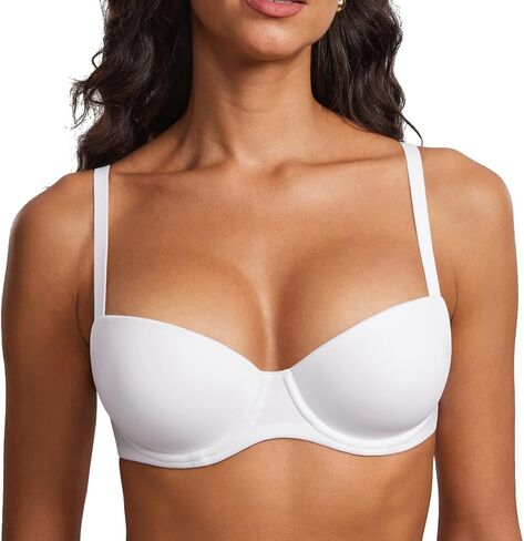 DOBREVA Women's Lightly Padded Balconette Bra Tshirt Supportive Underwire Plus Size Demi in Kuwait