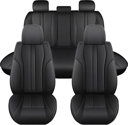 Car Seat Covers 5 Pieces Full Set Universal Seat Covers for Cars Black Leather Car Seat Cover Waterproof Cars Seats Protector Cushion Fit for Sedan SUV Truck Pick-up Auto Front Seats and Rear in Saudi Arabia