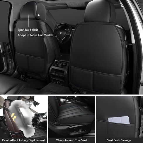 Car Seat Covers 5 Pieces Full Set Universal Seat Covers for Cars Black Leather Car Seat Cover Waterproof Cars Seats Protector Cushion Fit for Sedan SUV Truck Pick-up Auto Front Seats and Rear in Saudi Arabia