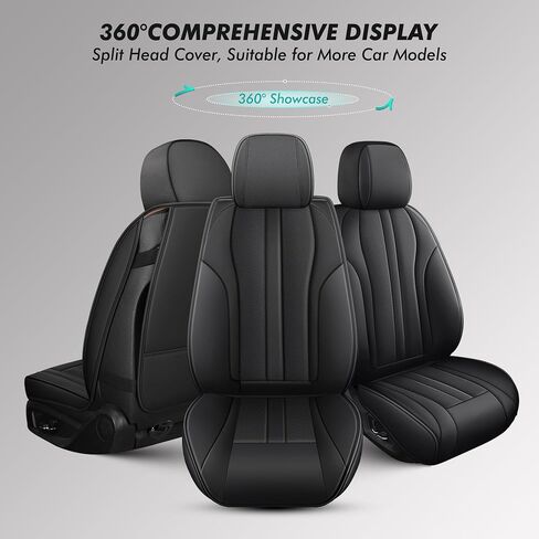 Car Seat Covers 5 Pieces Full Set Universal Seat Covers for Cars Black Leather Car Seat Cover Waterproof Cars Seats Protector Cushion Fit for Sedan SUV Truck Pick-up Auto Front Seats and Rear in Saudi Arabia