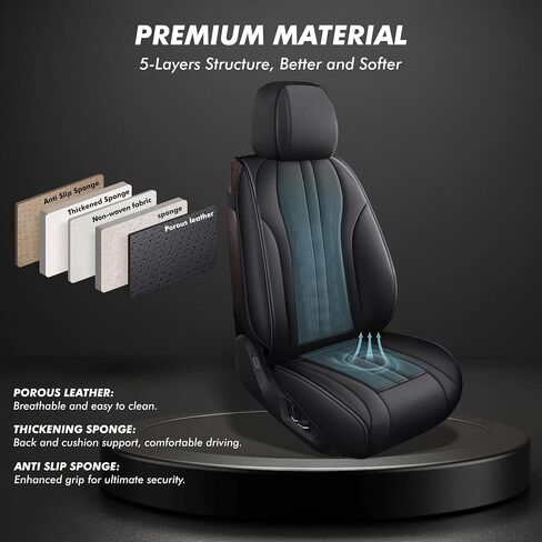 Car Seat Covers 5 Pieces Full Set Universal Seat Covers for Cars Black Leather Car Seat Cover Waterproof Cars Seats Protector Cushion Fit for Sedan SUV Truck Pick-up Auto Front Seats and Rear in Saudi Arabia